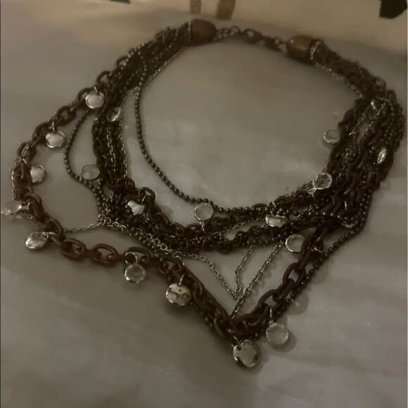 Lia Sofia wayfarer multi chain convertible necklace crystal silver bling - Picture 3 of 7